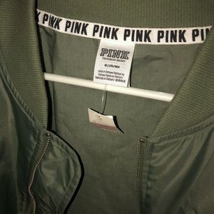 PINK Victoria's Secret Jackets & Coats - Pink Army Green Bomber Jacket PINK Victoria's Secret Jackets & Coats - Pink Army Green Bomber Jacket